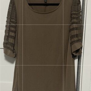 Elegant Brown Blouse with Sheer Sleeves